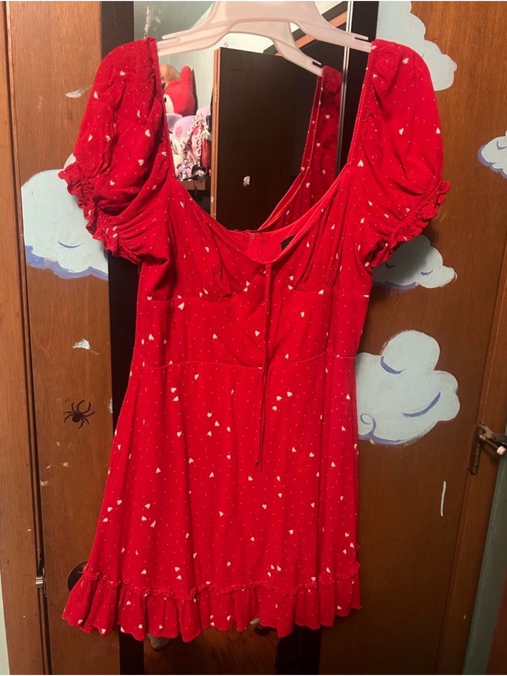 B. Smart Red Heart-Print Mini Dress